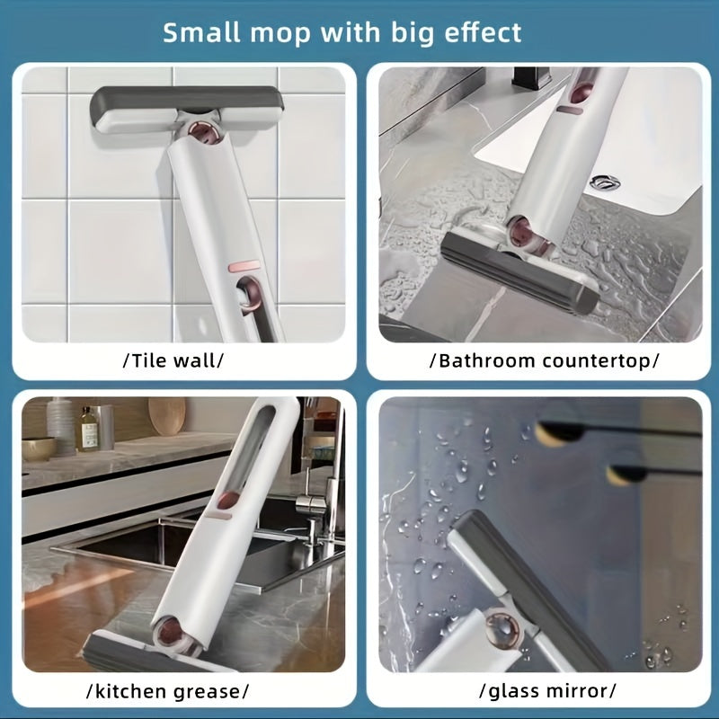 Portable Mini Mop – Self-Squeeze Hand-Free Cleaning Mop for Bathroom, Kitchen, Glass & Car