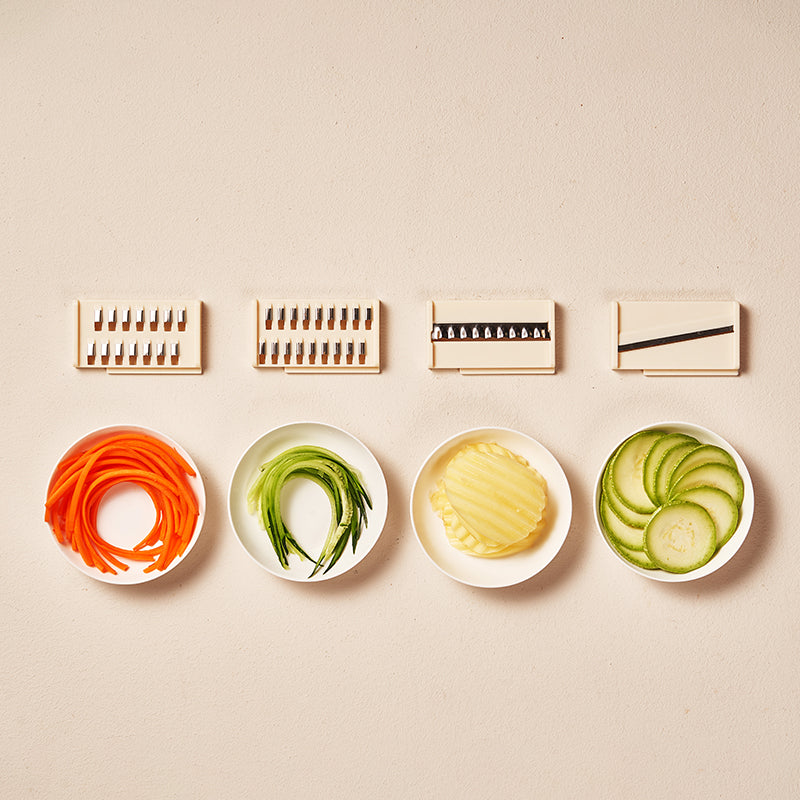 Multifunction Vegetable Chopper with Container – 3-Blade Slicer & Dicer Kitchen Tool with Basket & Cleaning Brush