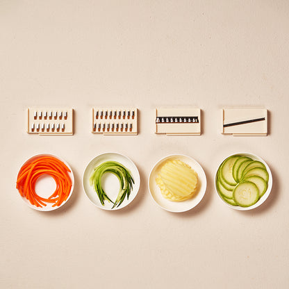 Homarae Vegetable Chopper with Container – 3-Blade Slicer & Dicer with Basket & Cleaning Brush