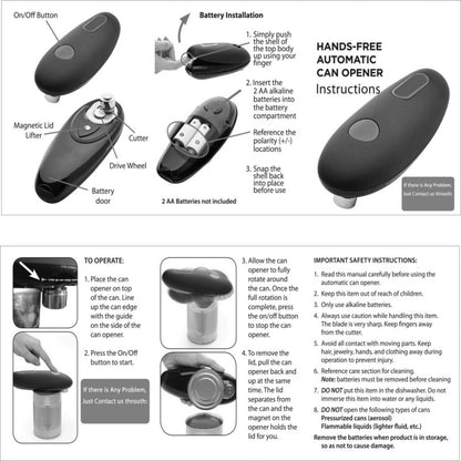 Homarae Electric Can Opener – One Touch Automatic Hands-Free Opener for Kitchen