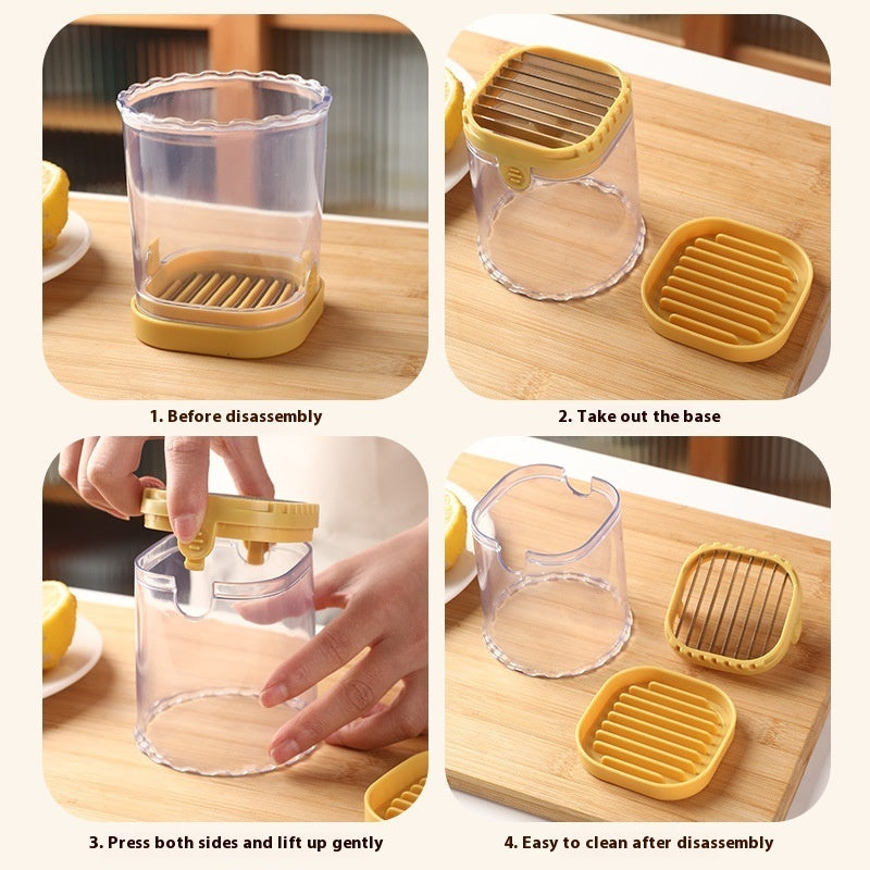 Fruit Slicer Cup – Stainless Steel Strawberry, Banana, Kiwi & Egg Cutter Kitchen Tool