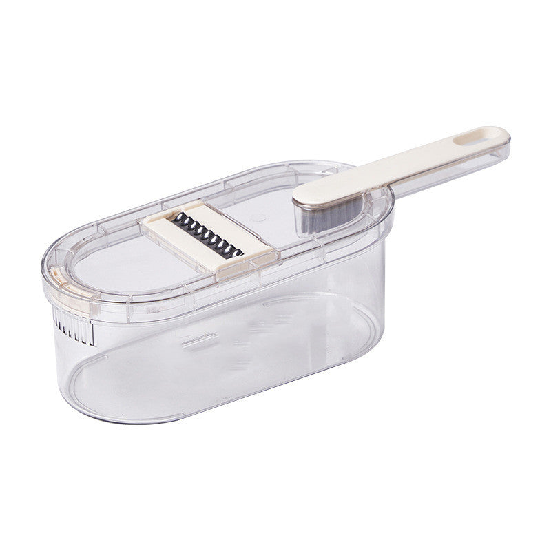 Multifunction Vegetable Chopper with Container – 3-Blade Slicer & Dicer Kitchen Tool with Basket & Cleaning Brush