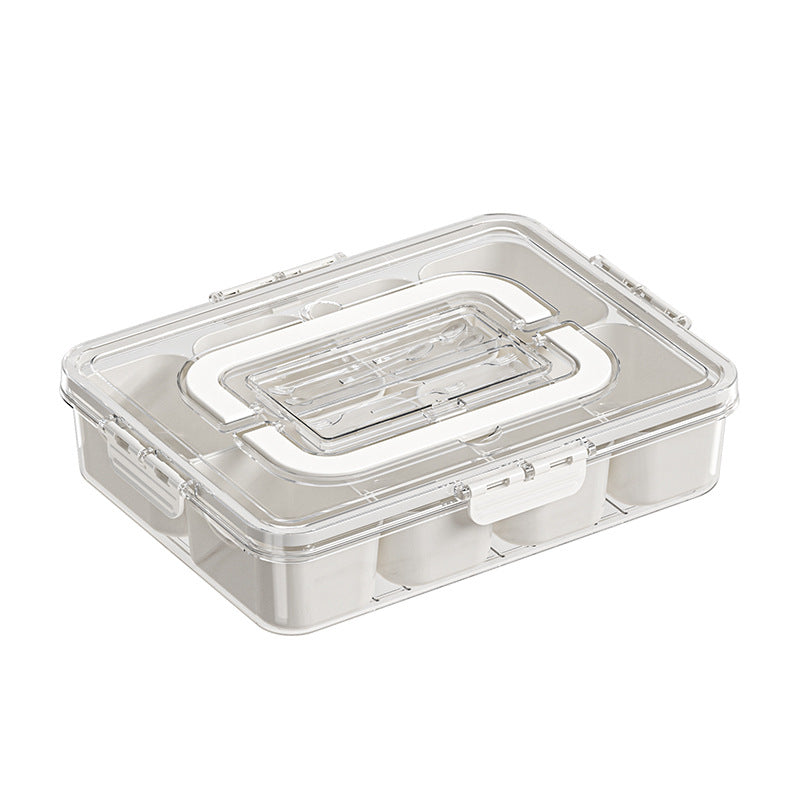 8-Compartment Divided Serving Tray with Lid – Snack Box & Fridge Organizer for Fruits, Veggies & Food Storage
