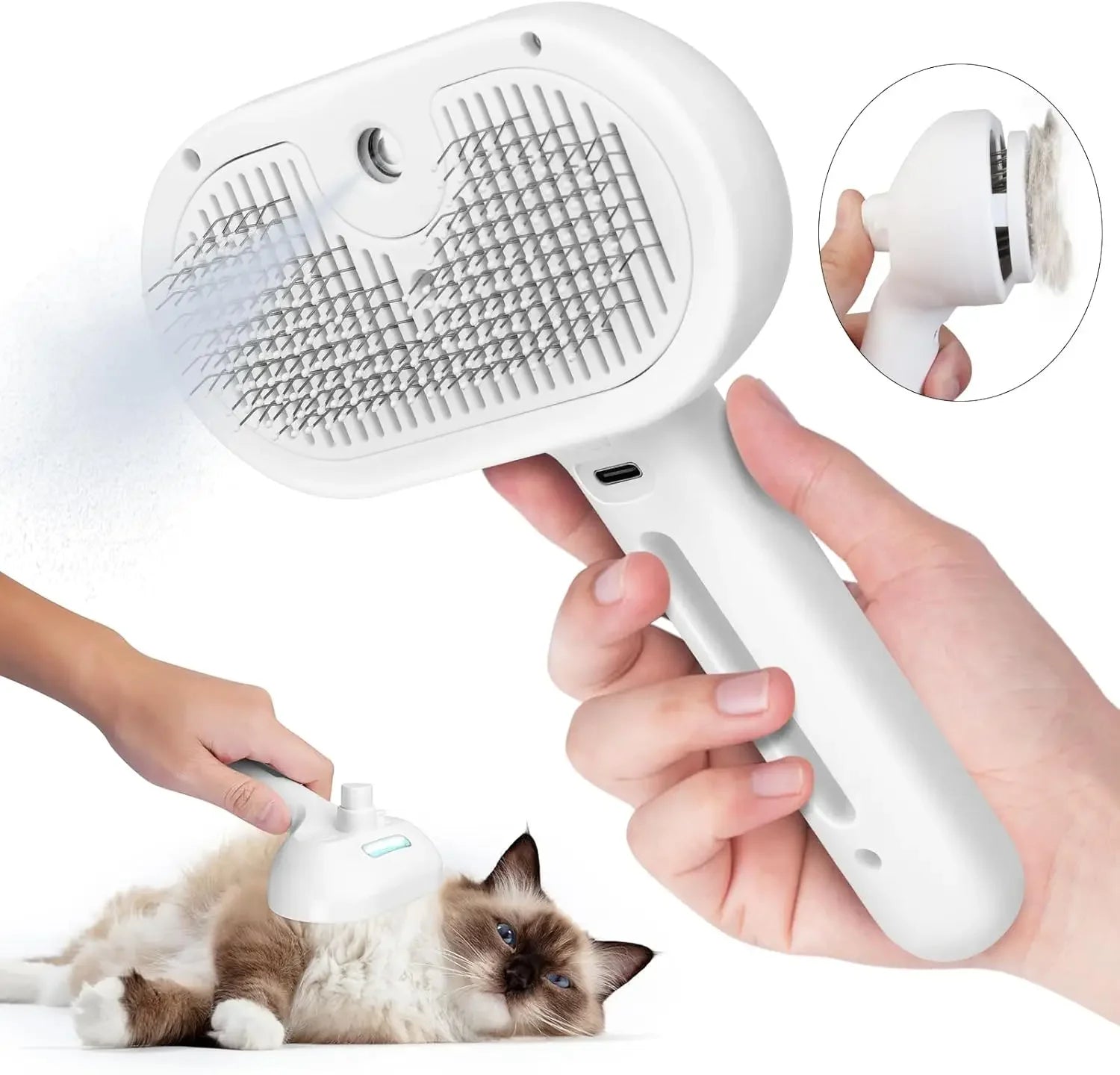 Pet Spray Grooming Comb – Hair Removal & Dematting Brush with Water Mist for Dogs & Cats